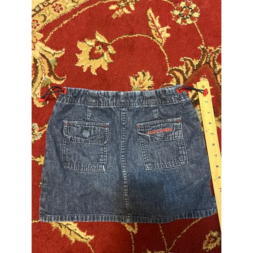 Vintage Embroidery Little Girl Ralph Lauren Denim Mini Preppy Skirt Size 10